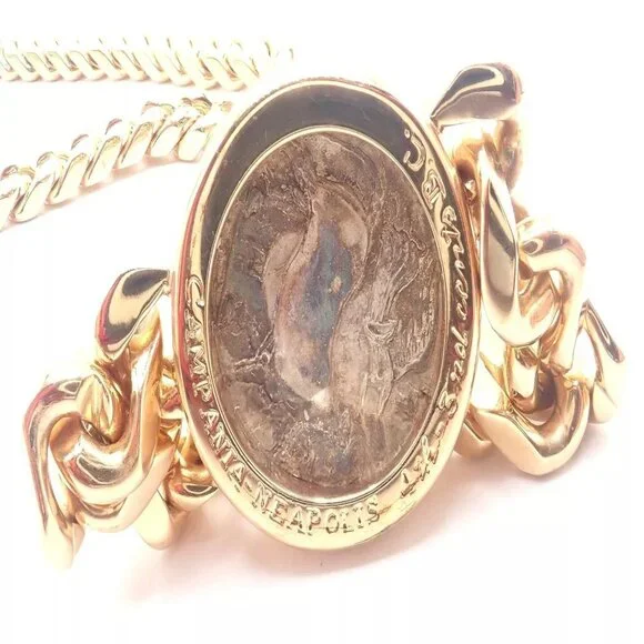 Rare! Bvlgari Bulgari 18k Yellow Gold Antique Coin Monete Link Necklace - Picture 8 of 14